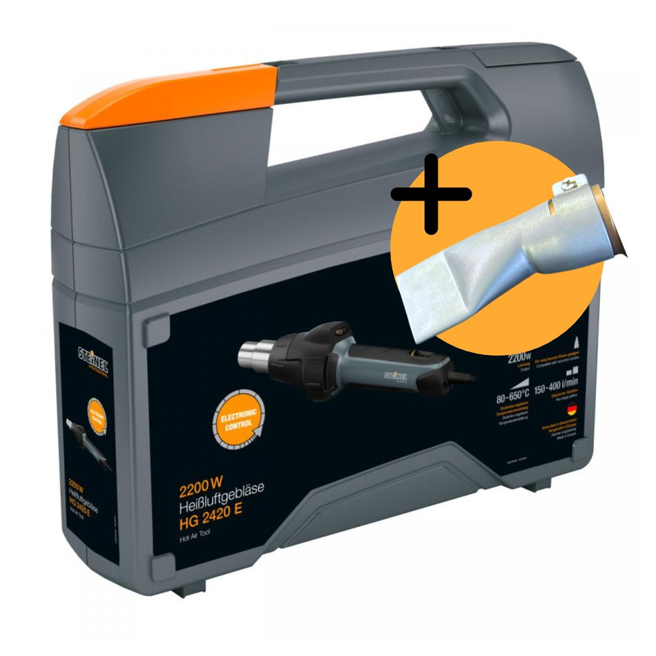 STEINEL Heißluftföhn HG 2420 E inkl. Koffer & 40mm Düse für RESITRIX® Dachbahn